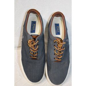 Polo Ralph Lauren Blue Denim Sneakers Size 10.5 D (Pre-Owned)